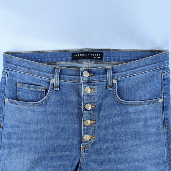 Veronica Beard Carolyn 10" Baby Boot Exposed Button Fly Frayed Grotto 31/12 EUC - Picture 5 of 13